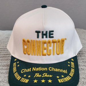 White cap with "The Connector" text.
