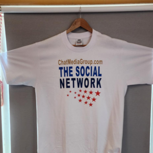 White T-shirt with "The Social Network" text.