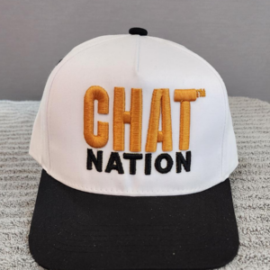 White and black cap with "Chat Nation.